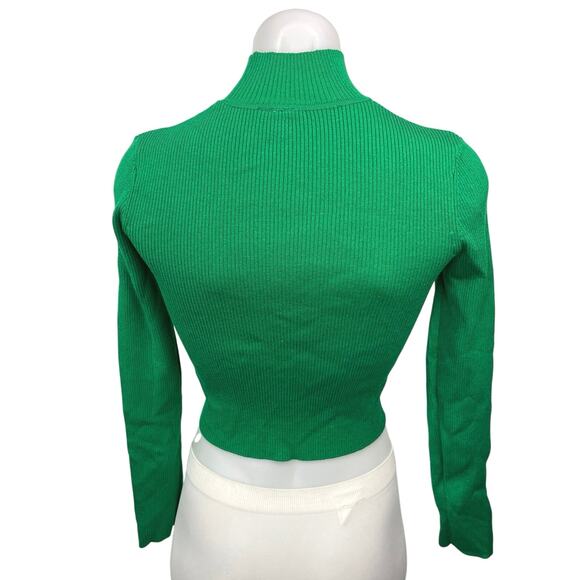 Divided by H&M Green Ribbed Knit Turtleneck Cropped Pullover Sweater Top Size S - Picture 2 of 4